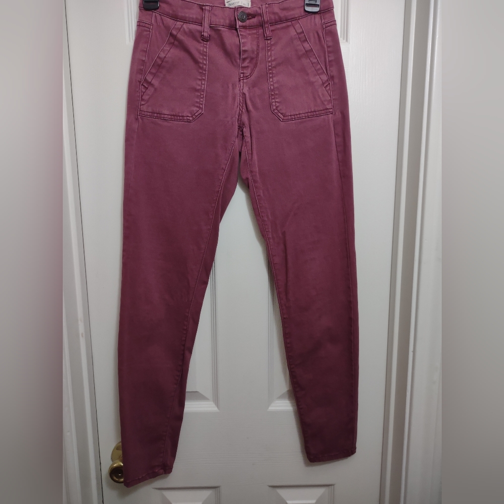 Burgundy strait leg